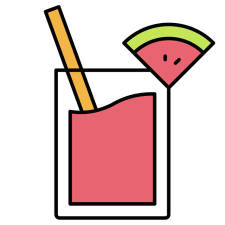 Watermelon juice icon, Summer vacation related vector illustrationのイラスト素材