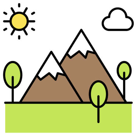 Mountain landscape icon, Summer vacation related vector illustrationのイラスト素材