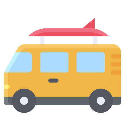 Surf van icon, Summer vacation related vector illustrationのイラスト素材