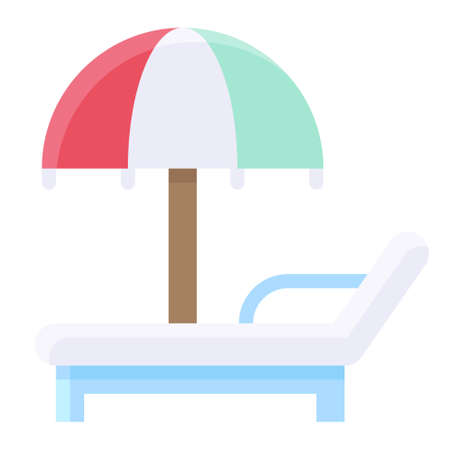 Beach chair with umbrella icon, Summer vacation related vector illustrationのイラスト素材