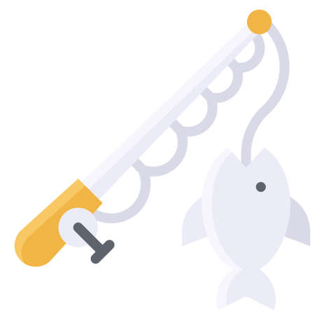 Fishing rod icon, Summer vacation related vector illustrationのイラスト素材