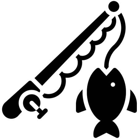 Fishing rod icon, Summer vacation related vector illustrationのイラスト素材