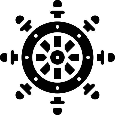 Ship wheel icon, Summer vacation related vector illustrationのイラスト素材