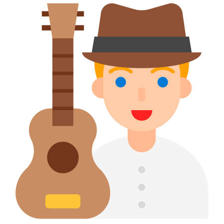 Guitarist icon, profession and job related vector illustrationのイラスト素材