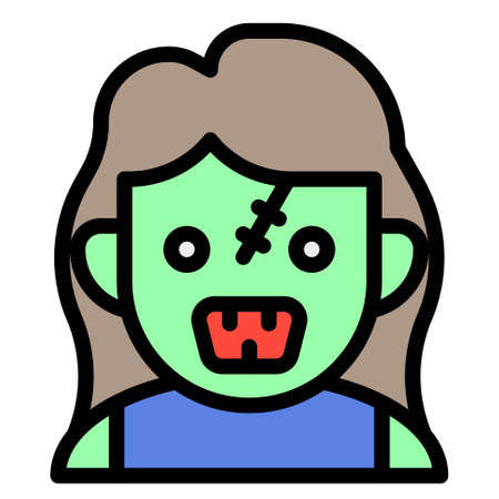Zombie woman avatar icon, Halloween costume vector illustrationのイラスト素材