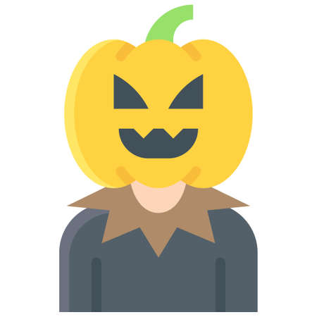 Pumpkin head costume, Halloween costume party vector illustrationのイラスト素材
