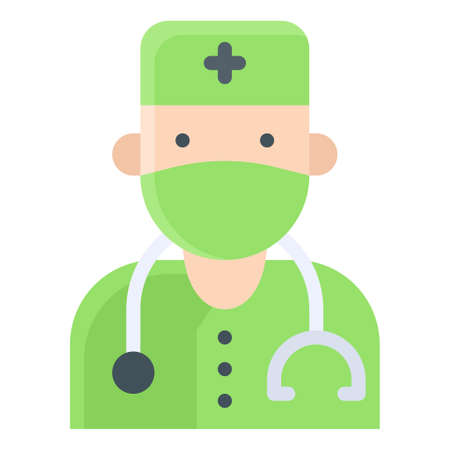 Surgical doctor costume, Halloween costume party vector illustrationのイラスト素材