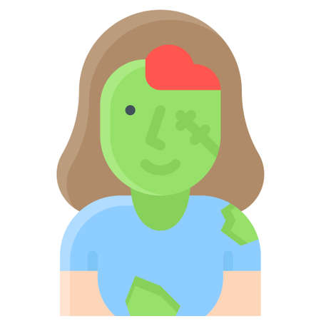 Zombie girl costume, Halloween costume party vector illustrationのイラスト素材