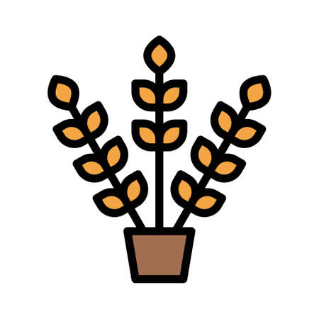 Wheat in flower pot icon, Thanksgiving related vector illustrationのイラスト素材