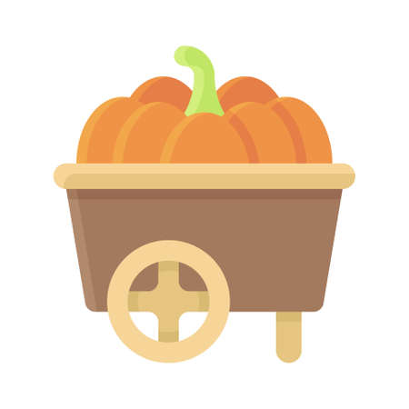 Carriage with pumpkin icon, Thanksgiving related vector illustrationのイラスト素材