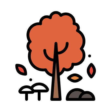 Autumn tree icon, Thanksgiving related vector illustrationのイラスト素材