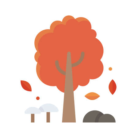 Autumn tree icon, Thanksgiving related vector illustrationのイラスト素材