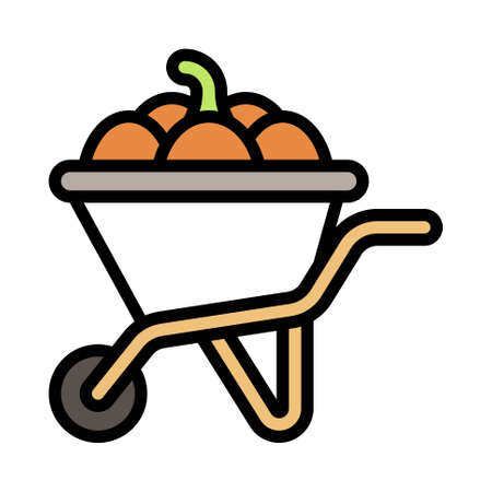 Pumpkin cart icon, Thanksgiving related vector illustrationのイラスト素材