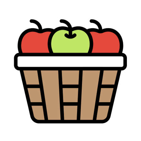 Apple basket icon, Thanksgiving related vector illustrationのイラスト素材