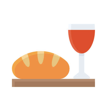Bread and wine icon, Thanksgiving related vector illustrationのイラスト素材
