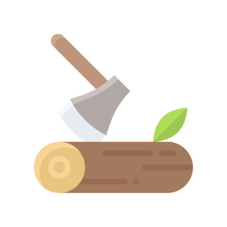 Axe stuck in a log icon, Thanksgiving related vector illustrationのイラスト素材