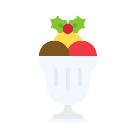 Ice cream icon, Christmas food and drink vector illustrationのイラスト素材