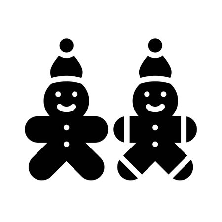 Gingerbread cookies icon, Christmas food and drink vector illustrationのイラスト素材