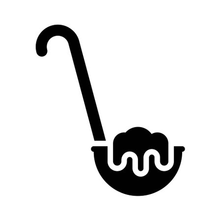 Stew in ladle icon, Christmas food and drink vector illustrationのイラスト素材