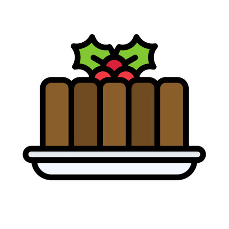 Black pudding icon, Christmas food and drink vector illustration