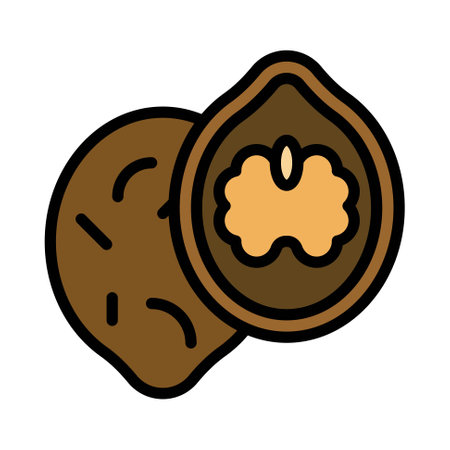 Walnut icon, Christmas food and drink vector illustrationのイラスト素材