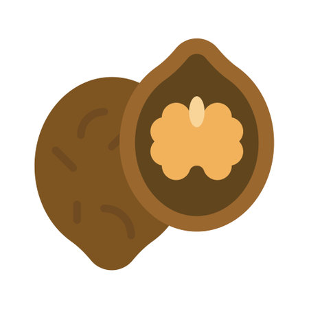 Walnut icon, Christmas food and drink vector illustrationのイラスト素材