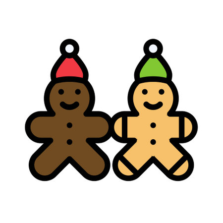 Gingerbread cookies icon, Christmas food and drink vector illustrationのイラスト素材