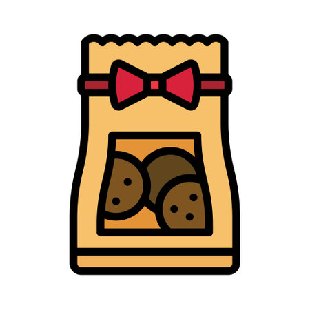 Cookie bag icon, Christmas food and drink vector illustrationのイラスト素材