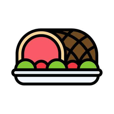Ham icon, Christmas food and drink vector illustrationのイラスト素材