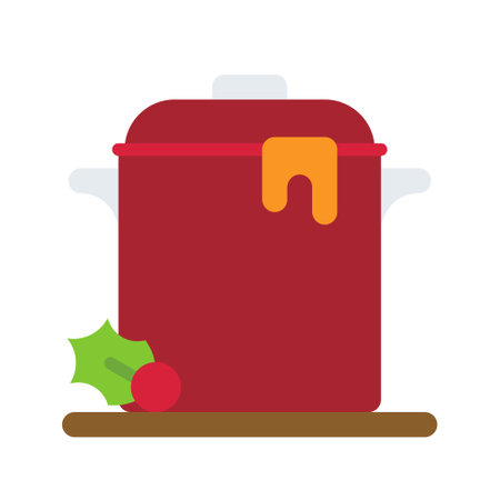 Stew pot icon, Christmas food and drink vector illustrationのイラスト素材