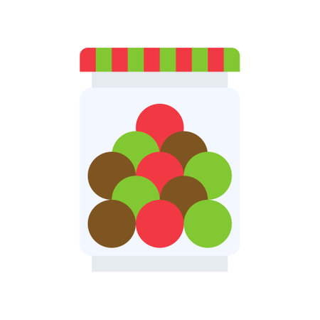 Candy jar icon, Christmas food and drink vector illustrationのイラスト素材