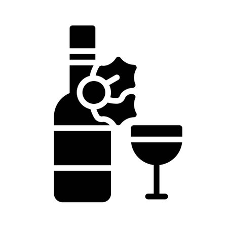 Christmas wine icon, Christmas food and drink vector illustrationのイラスト素材