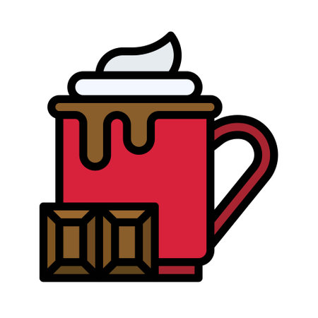 Hot chocolate icon, Christmas food and drink vector illustrationのイラスト素材
