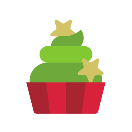 Christmas cupcake icon, Christmas food and drink vector illustrationのイラスト素材
