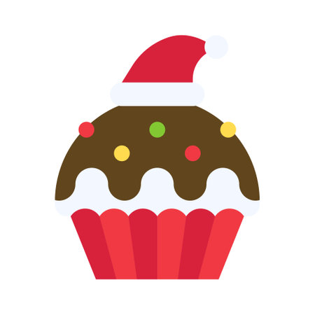 Christmas cupcake icon, Christmas food and drink vector illustrationのイラスト素材