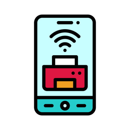 Online printer icon, Mobile application related vector illustrationのイラスト素材
