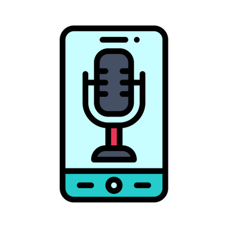 Microphone App icon, Mobile application related vector illustrationのイラスト素材