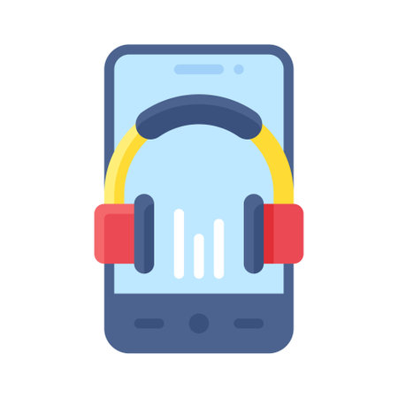 Headphone App icon, Mobile application related vector illustrationのイラスト素材