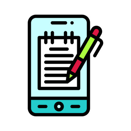Note taking App icon, Mobile application related vector illustrationのイラスト素材