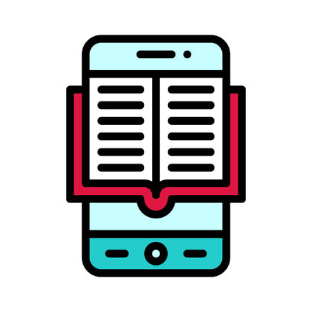 Bookstore App icon, Mobile application related vector illustrationのイラスト素材