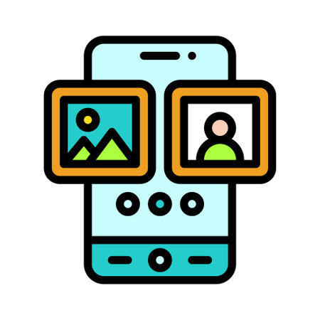 Photo App icon, Mobile application related vector illustrationのイラスト素材