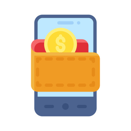 Wallet App icon, Mobile application related vector illustrationのイラスト素材