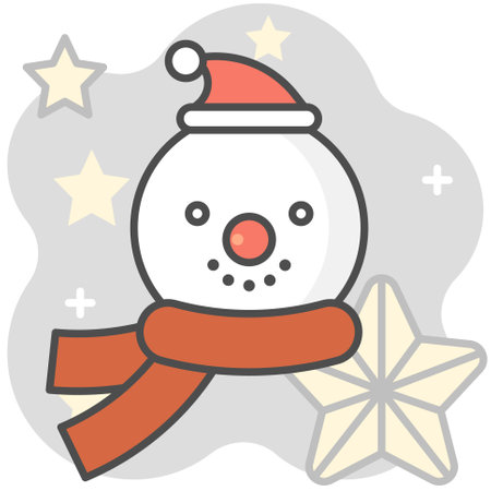 Snowman with background icon, filled style vector illustrationのイラスト素材