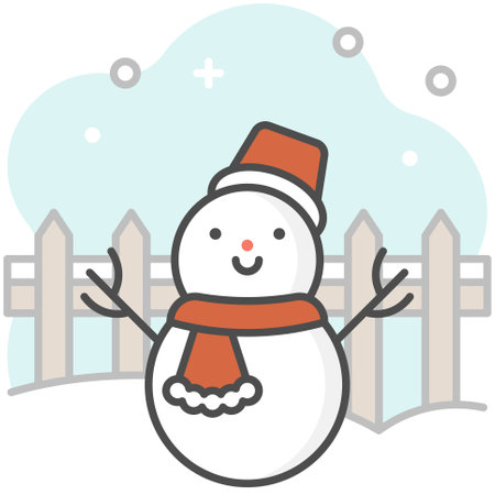 Snowman with background icon, filled style vector illustrationのイラスト素材