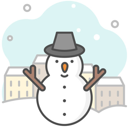 Snowman with background icon, filled style vector illustrationのイラスト素材