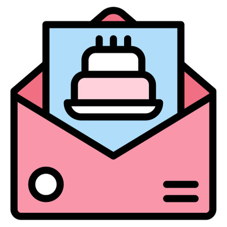 Happy birthday greeting mail icon, Birthday and party related vector illustrationのイラスト素材
