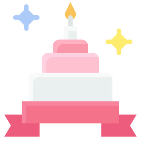 Cake with Ribbon banner icon, Birthday and party related vector illustrationのイラスト素材