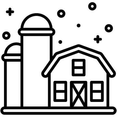 Winter Barn icon, Winter city related vector illustrationのイラスト素材