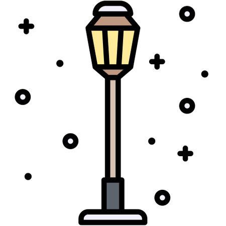 Lamp post with snow icon, Winter city related vector illustrationのイラスト素材