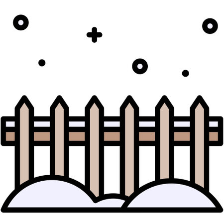 Wooden fence with snow icon, Winter city related vector illustrationのイラスト素材